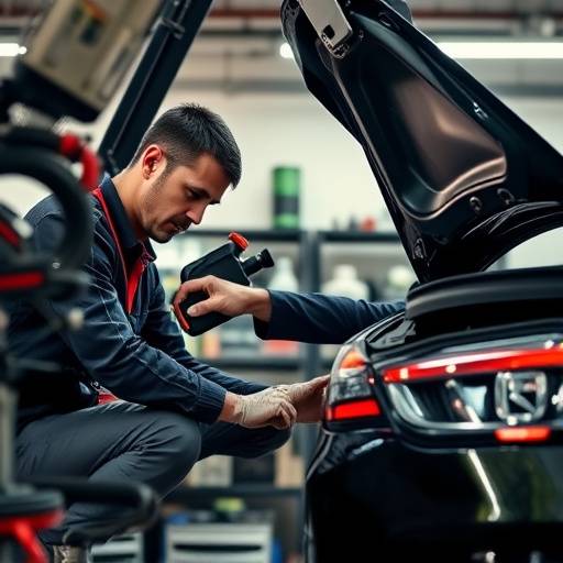 Imagen de un técnico realizando un cambio de aceite en un automóvil en el taller de Autos Excelencia.